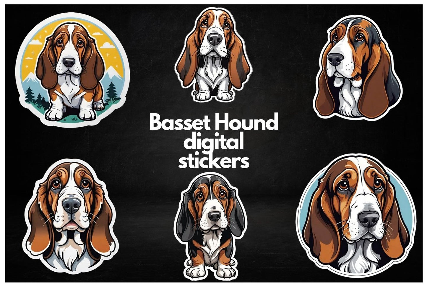 Basset Hound Digital Stickers