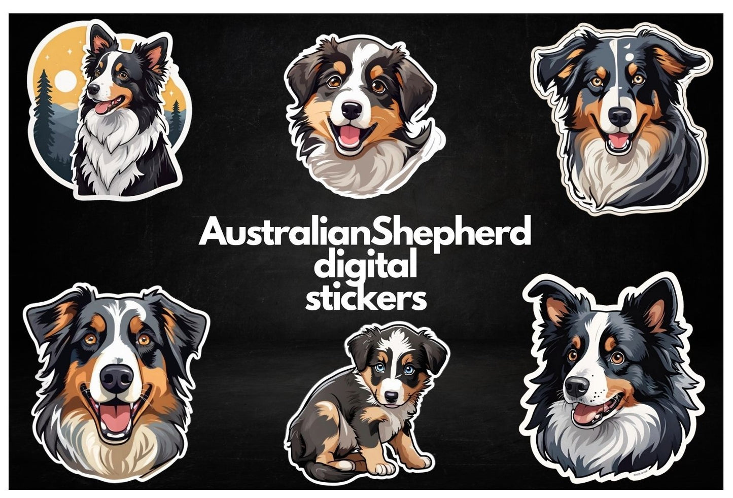 Australian Shepherd Digital Stickers